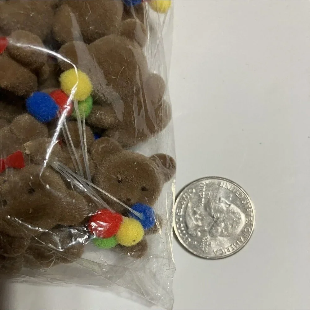 Vintage Set of 12 Tiny Teddy Bears Flocked Plastic Balloons